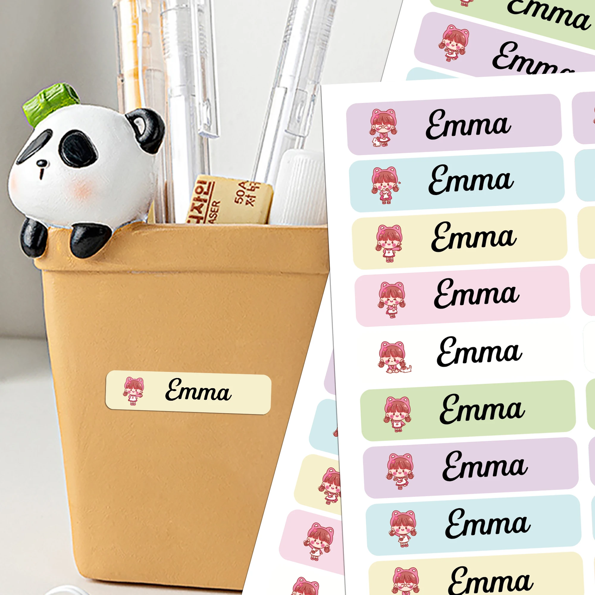 Personalized Waterproof Name Tags Little Girl Stickers Children Hologram Label Sticker With Students School Stationery Tag