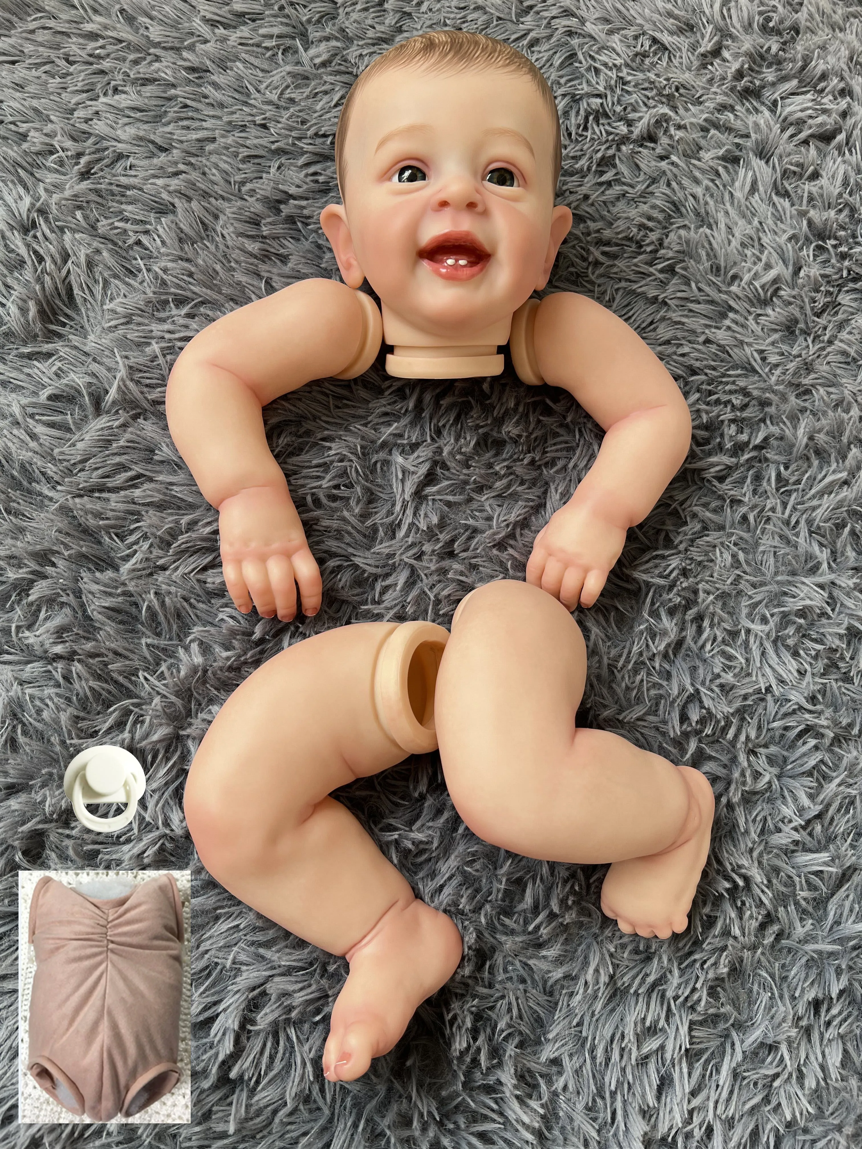 

SANDIE 24inches Already Painted Reborn Doll Yannik with Painted Hair cloth Body and COA included