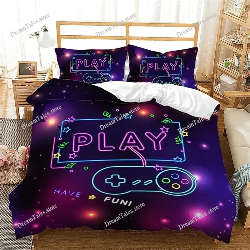 Gamepad Duvet Cover Gamer Bedding Set King for Boys Girls Teen Video Games Quilt Cover Microfiber 3D Gaming Controller Bed Sets