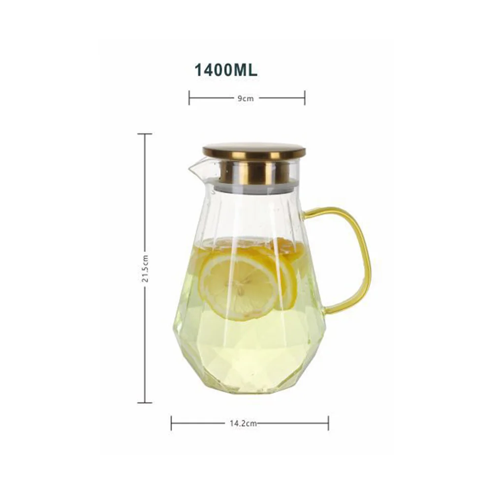 

Household Glass Pitcher Large Capacity Heat Resistant Cold Water Kettle Beverage Jug Lid Spout Multi-Purpose