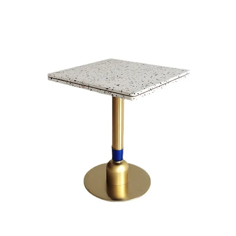 Terrazzo table, light luxury gold square designer restaurant casual coffee table