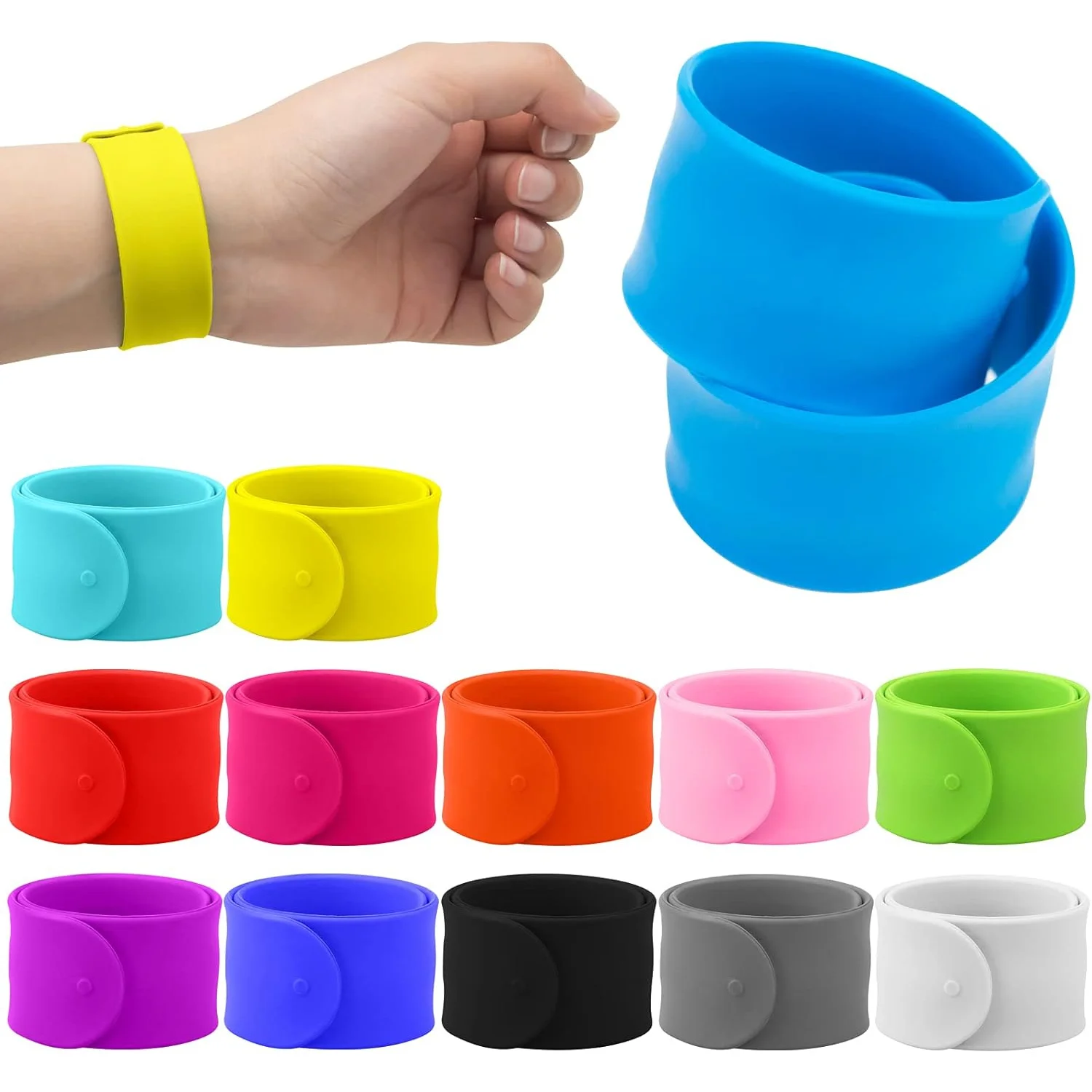 12 Pcs Kids Silicone Slap Bracelets for DIY