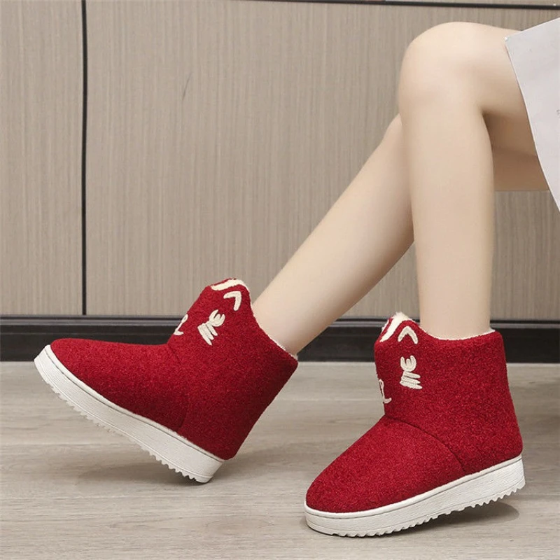 Plush Chunky Snow Boots for Women Winter Round Toe Booties on Offer High Quality Boot Warm Work Fashion Woman Shoes Promotion
