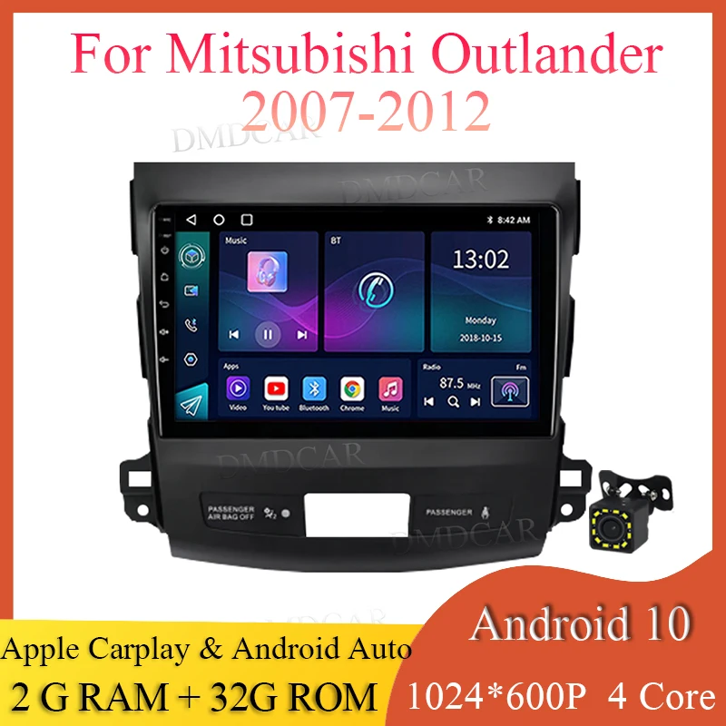 Car Radio Android 10 Multimedia Wired Carplay For Mitsubishi Outlander 2007-2012 GPS android Auto 1024*600P Screen Blue-tooth