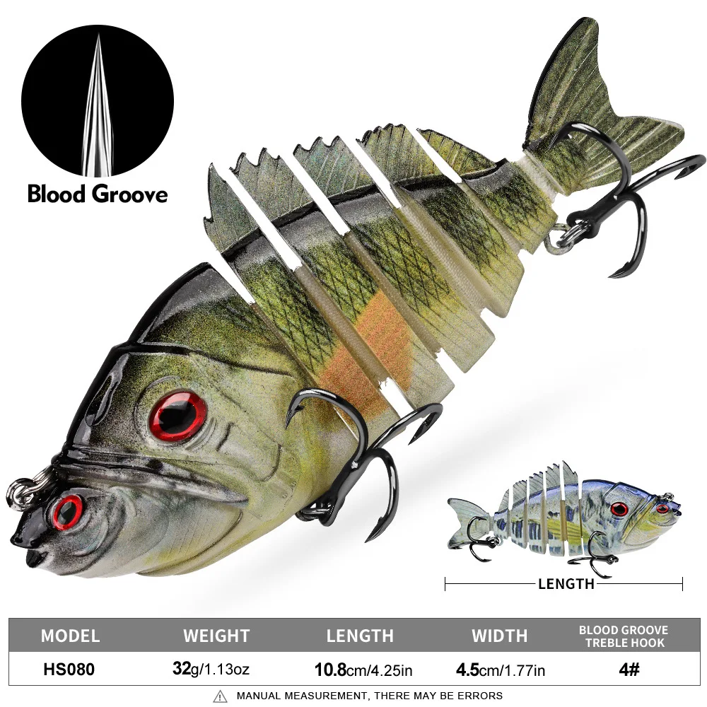 

Jointed Swimbait Lure, Flexible Body Realistic Swimming Posture Sharp Blood Slot Hooks Freshwater Saltwater Predator Tackle