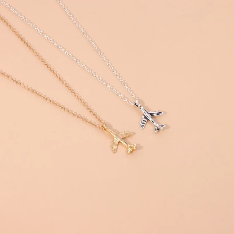 Sweet Cute Aircraft Necklace for Student Chains Personalized Air Plane Pendant Necklaces Jewelry Accessories Friendship Gifts