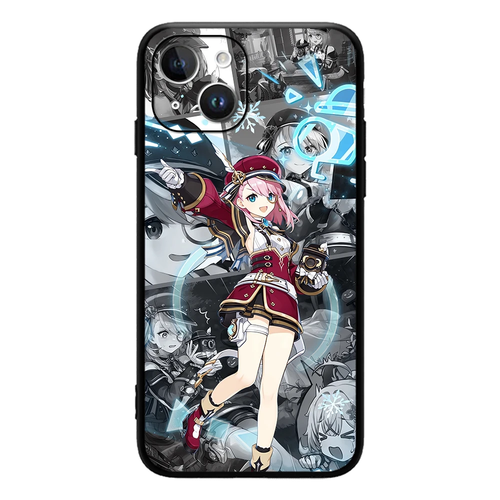 Charlotte Genshin Impact Pneuma-Uitgelijnd Cryo Karakter Telefoonhoesje Voor Iphone 15 14 13 12 11 Pro Max Mini Xsmax Se3 2 7 8 Plus