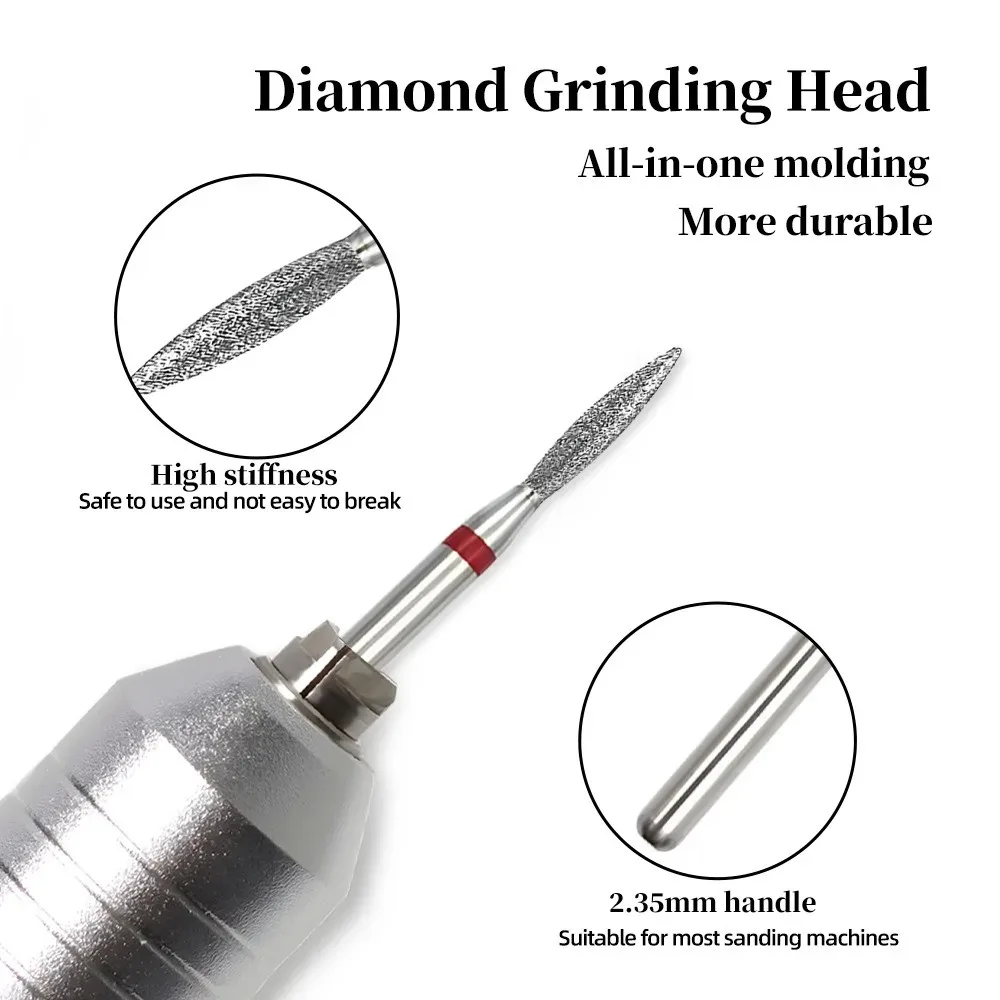 ロシア風の前処理長いスピンドル型ダイヤモンド爪やすり、角質を除去し、小さなポケットを掃除するためのダイヤモンド Dri