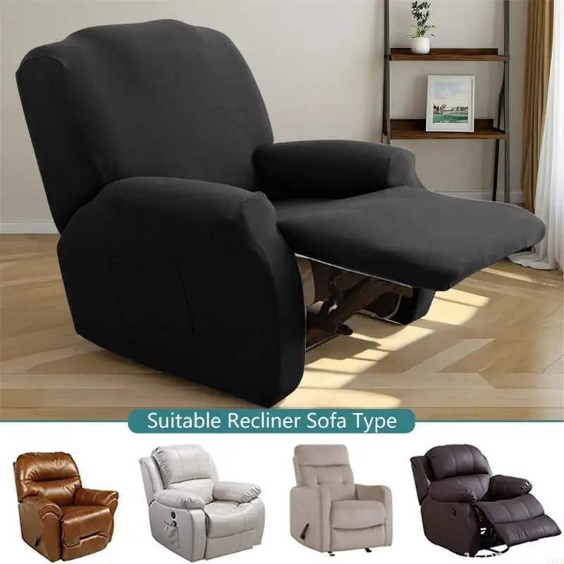 H8WB Defense Stretch Polyester Impermeable Case For Single Chair Sofa 4 Part Set Machine Washable Permanent Furniture Pad