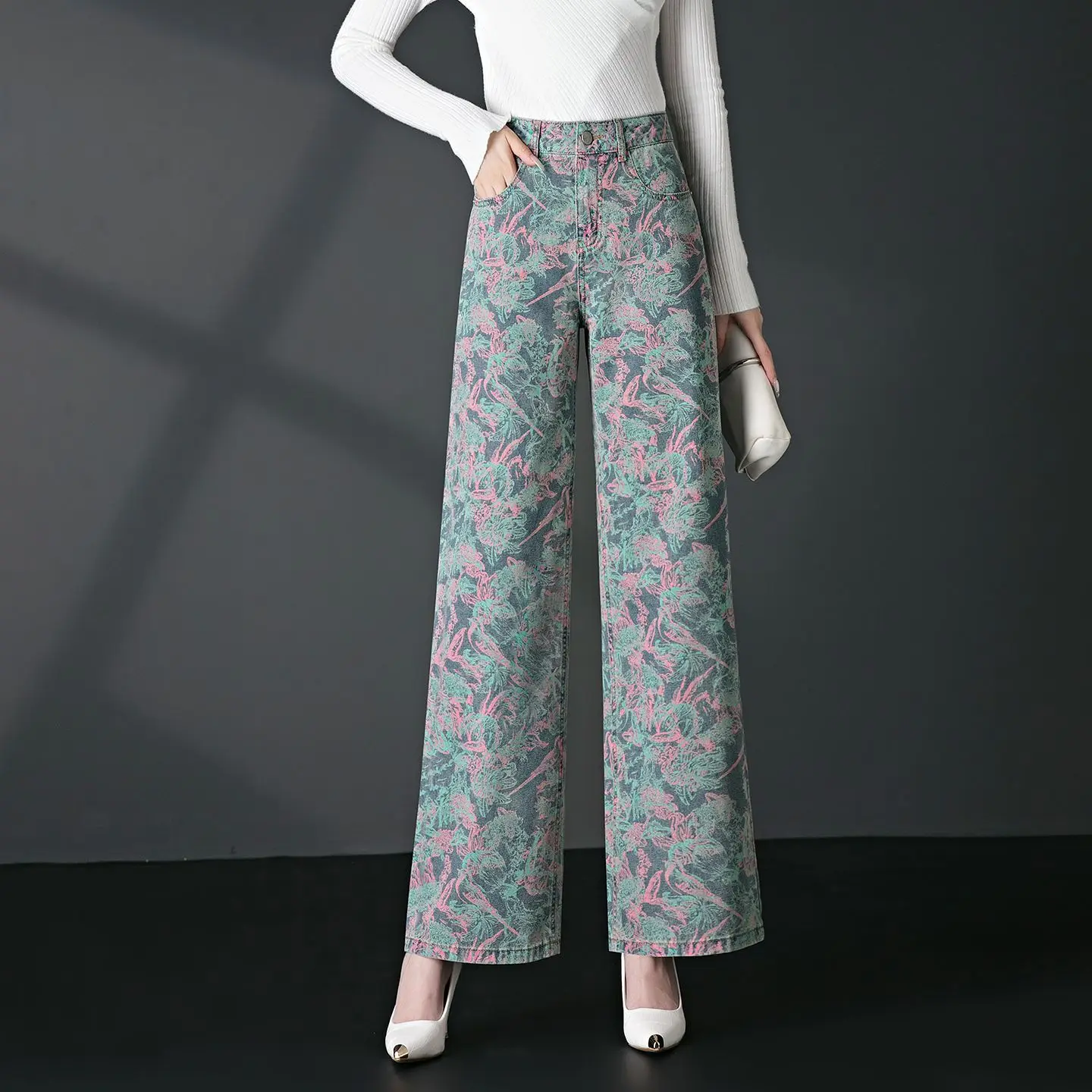 

Новые весенне-осенние модные повседневные брендовые прямые джинсы больших размеров для женщин и девочек