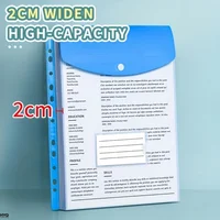 6pcs Plastic Envelope With Adhesive Snaps & 11 Holes File Folder Expansion Bag For 2/3/4 Ring File Bag A4 File Bag School Office 5