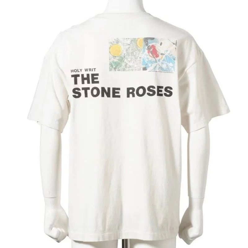 Men's Vintage Lemon Print T-Shirt Double Sided Graphic Oversized Heavyweight Retro Rock Casual Tee
