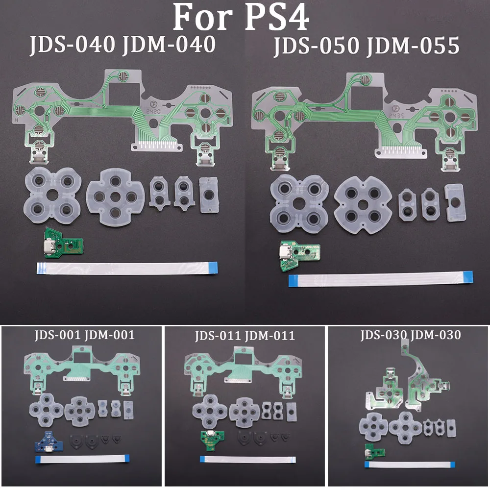 JDM-001/011 JDS-030 JDS-040 JDS-055 USB Lade Port Bord Leitfähigen Film Silikon Gummi Taste Für PS4 Pro Slim Controller