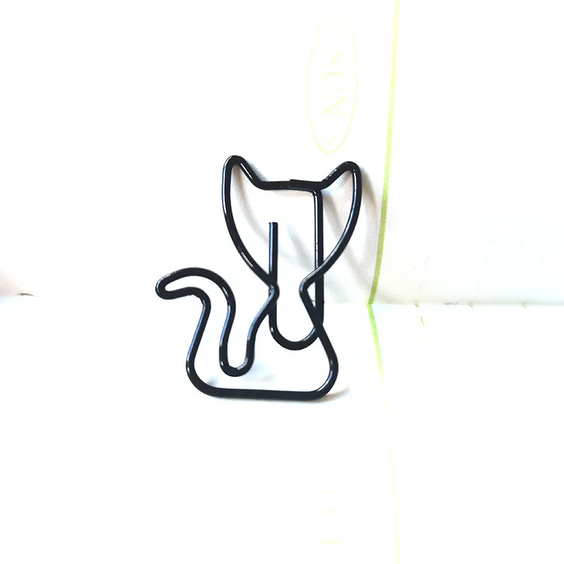 20/50 Buah Klip Kertas Hewan Kartun Berbentuk Kucing Klip Kertas Kucing Hitam Warna-warni Pembatas Buku Logam Aksesori Perencana Kertas Lucu