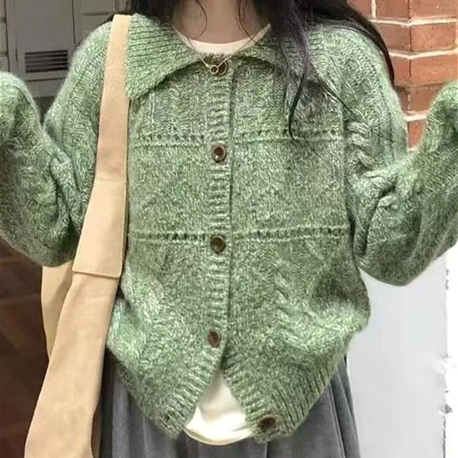

Coat Women Cardigan Sweaters Coats Casual Jackets Turn Down Collar Y2k Streetwear Elegant Knit Work Open Stith Autumn Winter