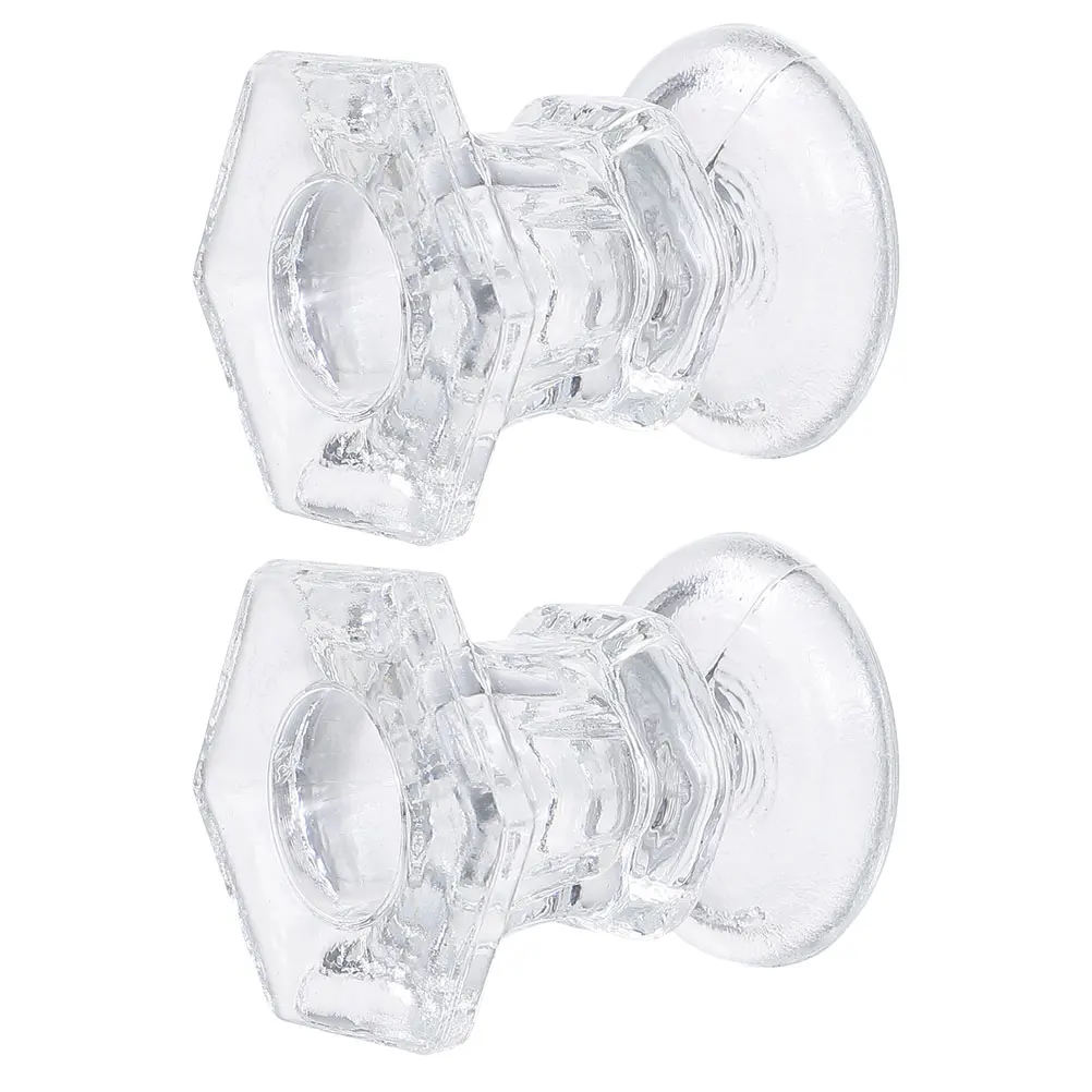 2Pcs Glass Candlestick Decor Sturdy Long Lasting Christmas Dinner Party Decoration Glass Holder