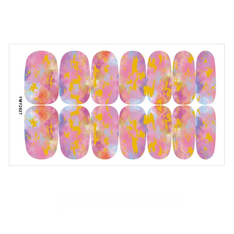 14stickers/sheet New Waterproof Nail Stickers Ins Retro Marble Pattern Halo Nail Art Stickers Easy To Paste Nail Art Decorations