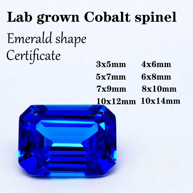 

Cobalt Spinel Emerald Shape VVS1 Lab Grown Gemstone Wholesale with Certificate DIY Charms for Jewelry Making Natural Colour