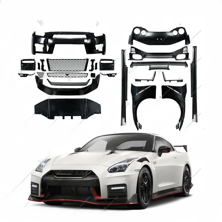 Wholesale Price! Half Carbon Fiber Front Rear Bumper Side Skirts Spoiler Car Body Kit N Style For NISSAN GTR