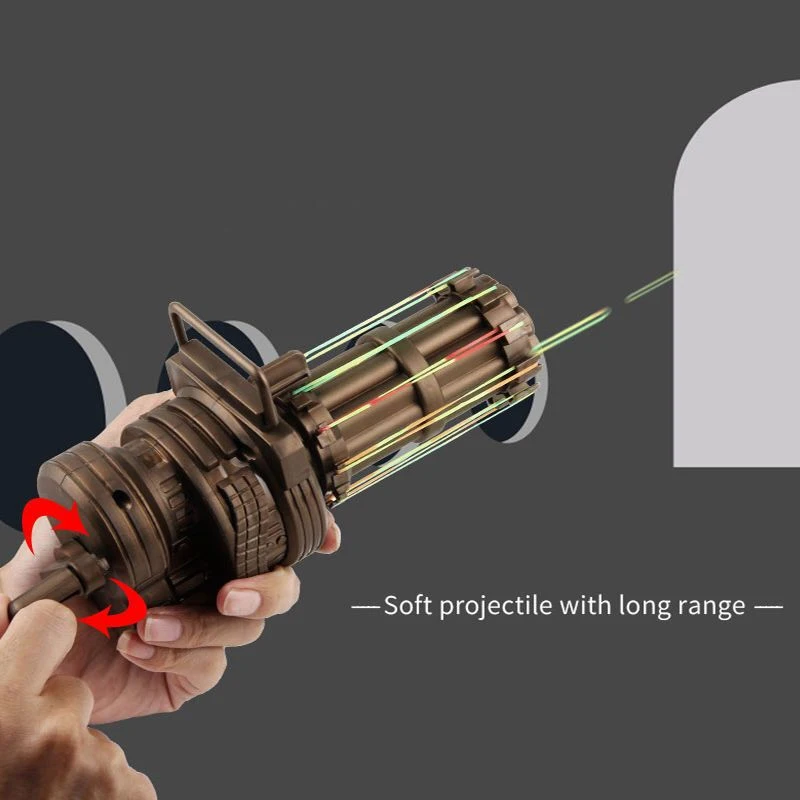 Mini mitragliatrice portatile Gatling con elastico, tiro continuo, pistola a proiettile morbido, giocattoli, regalo creativo
