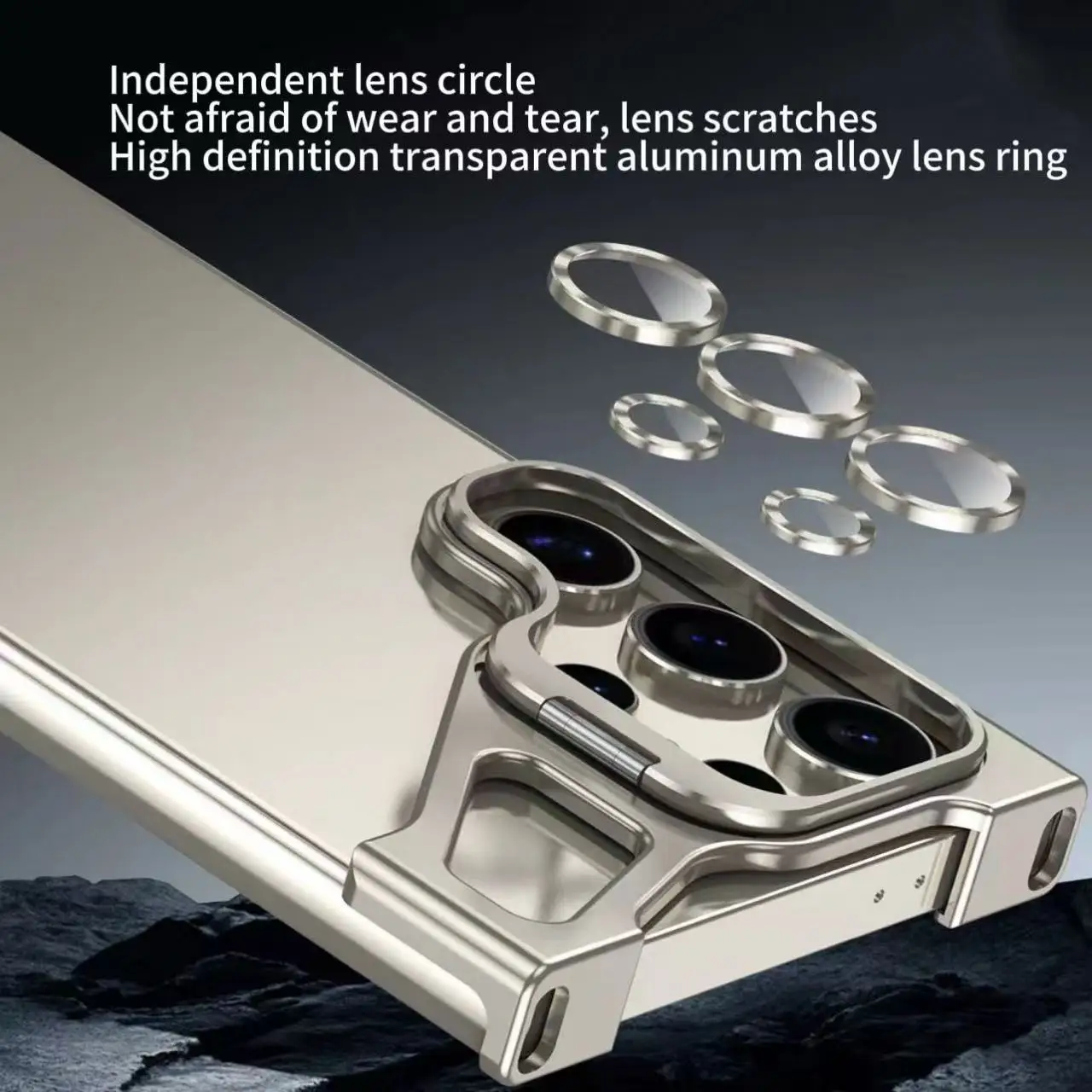 Etui z aluminium na Samsung Galaxy S23 S22 S24 S25 Ultra z folią na obiektyw, metalowymi narożnikami, odpornym na wstrząsy uchwytem i osłoną S25 — zdjęcie produktu 3