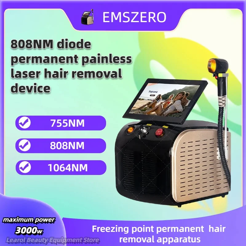 

808nm Diode Laser Hair Removal Equipment Permanent Painless Non-invasive Permanent Cooling Head Painless Epilator Salon 3500W CE