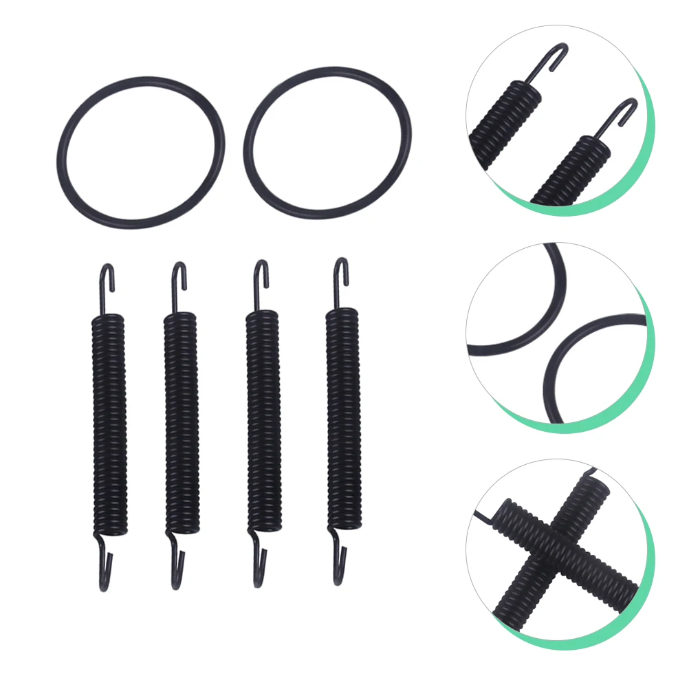

1 set Exhaust Spring Muffler Swivel Pipe Bracket Kit Steel Gasket Cotter Pin Hardness Flexible Durability Rubber Material