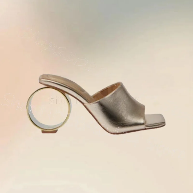 

Gold Glitter Circle Strange Style Heels Slippers Slip On Women Shoes Open Toe New Party Banquet Dating 2025 Zapatos Para Mujere