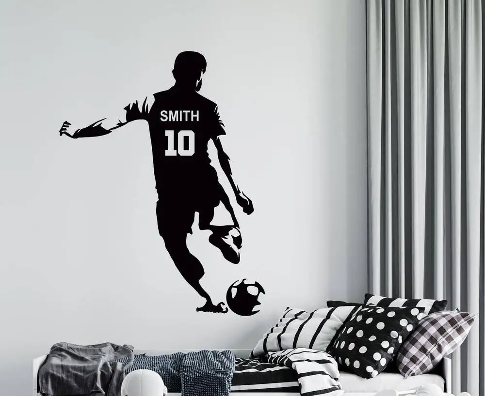 Personalized Name Football Wall Decal Football Player Wall Sticker Football Wall Decoration Kids Room Sports Sticker Diy49