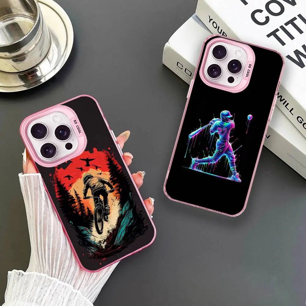 

Gothic Sports Phone Case For iPhone 16,15,14,13,12,11,Mini,Pro,MAX Pink Matte Shockproof Cover