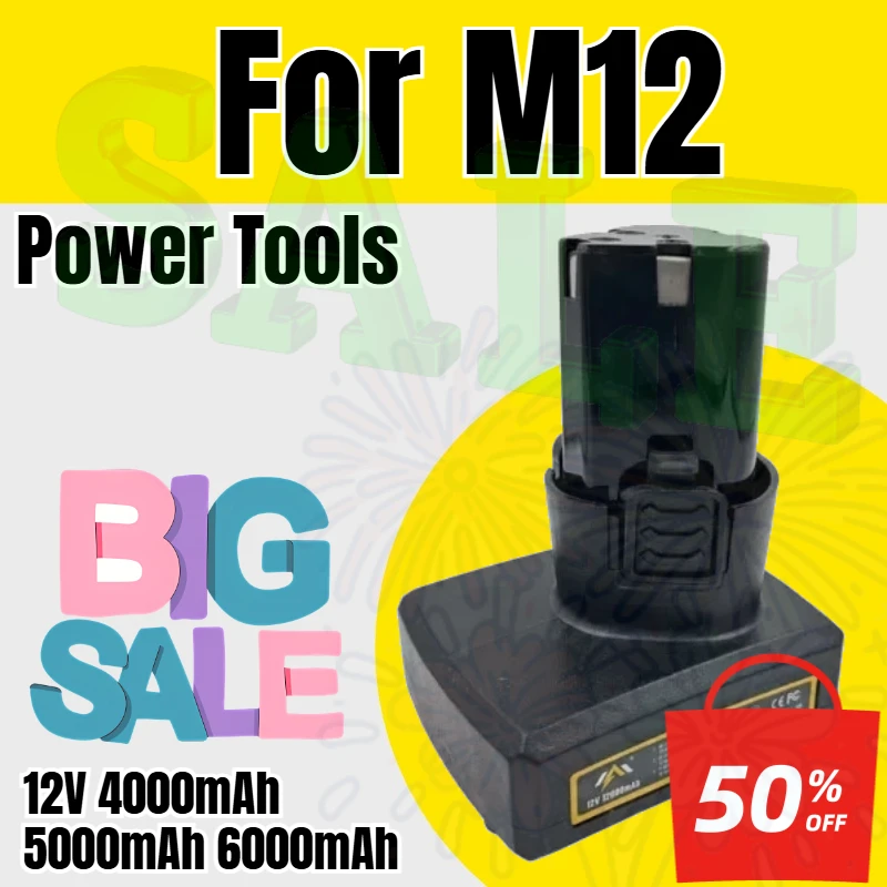 

12V Universal Rechargeable Li-ion Lithium Battery for M12 Power Tools Electric Drill Batteria Electric Screwdriver Battery