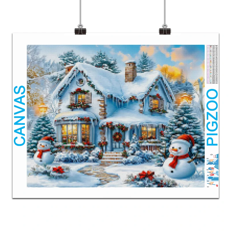 Große dekorative DIY-Diamantkunst, Gemälde, Landschaft, verschneite Kabine, Heimdekoration, volle quadratische und runde Mosaik-Stickerei, Kreuzstich