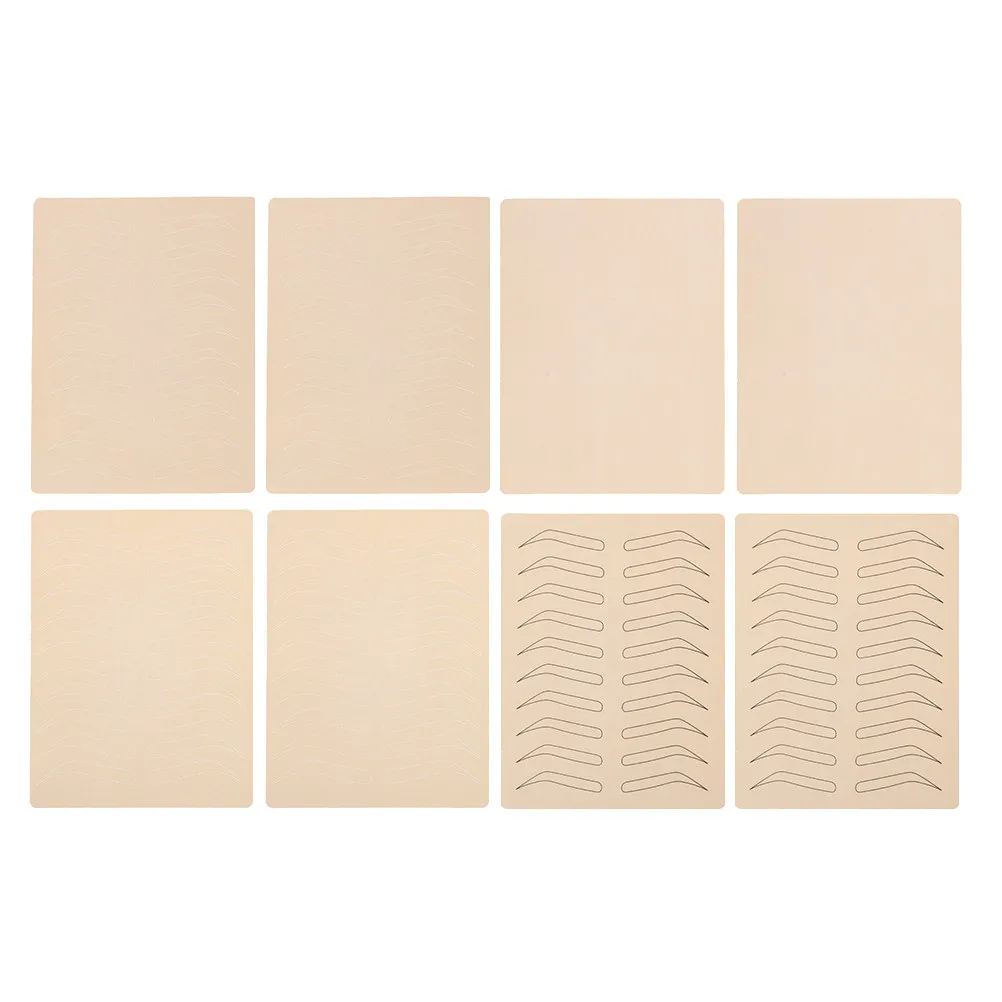 

8Pcs Eyebrow Tattoo Practice Skin Synthetic Fake Tattooing Sheets Realistic Texture Tattoo Training Material