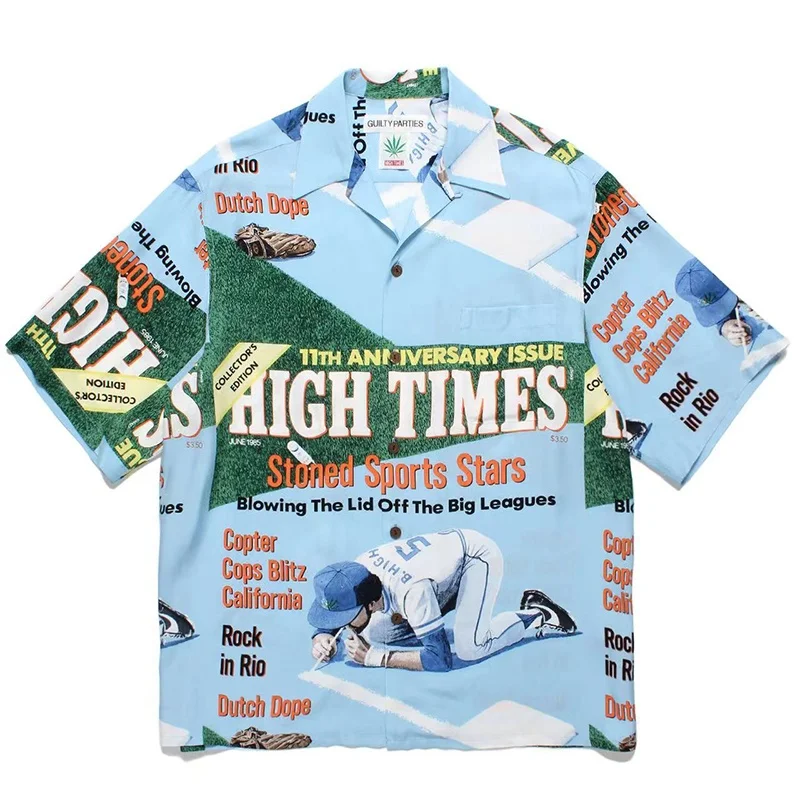 Street Summer Men's Women's Trendy Printed Fashion Tokyo Heaven WACKO MARIA Hawaii Short Sleeve Shirt