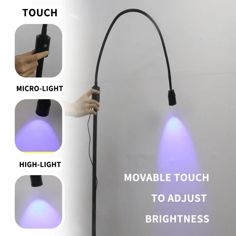 UV Floor Lamp for LED Eyelash Extension Ultraviolet Light Grafting Beauty Salon Glue Curing Pulley Mobile UV Lamp Foot Switch