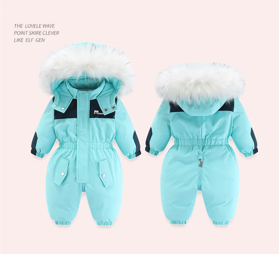 30 Grad Winter Baby Kleidung Overalls Outwear Anzüge Für Kleinkinder Baby Ski Anzug Dicken Baby Overall Wasserdicht Mit Kapuze Für mädchen – Detail 21