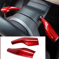 Red/ Carbon Fiber Pattern Gear Shift Cover For Tesla Model 3 Y Car Wiper Cover Shift Steering Wheel Lever Interior Remodel Patch