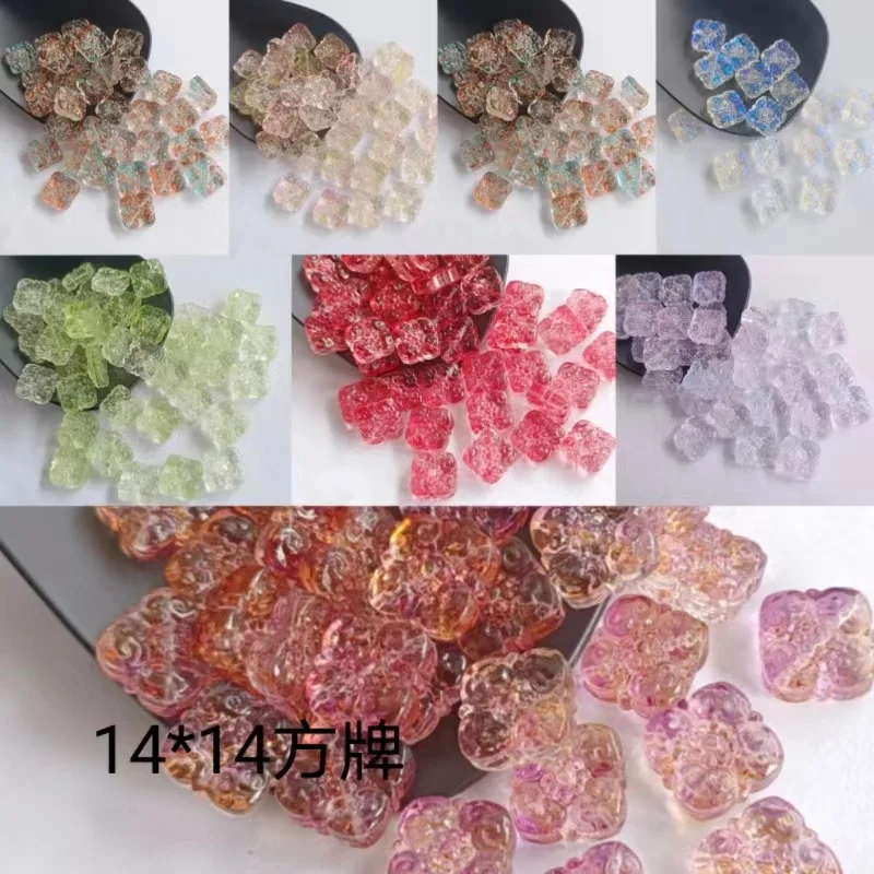 10 teile/los neue quadratische Form 14mm handgemachte Prägung Lampwork Glas lose Perlen für Schmuck machen DIY Armband Handwerk Ergebnisse