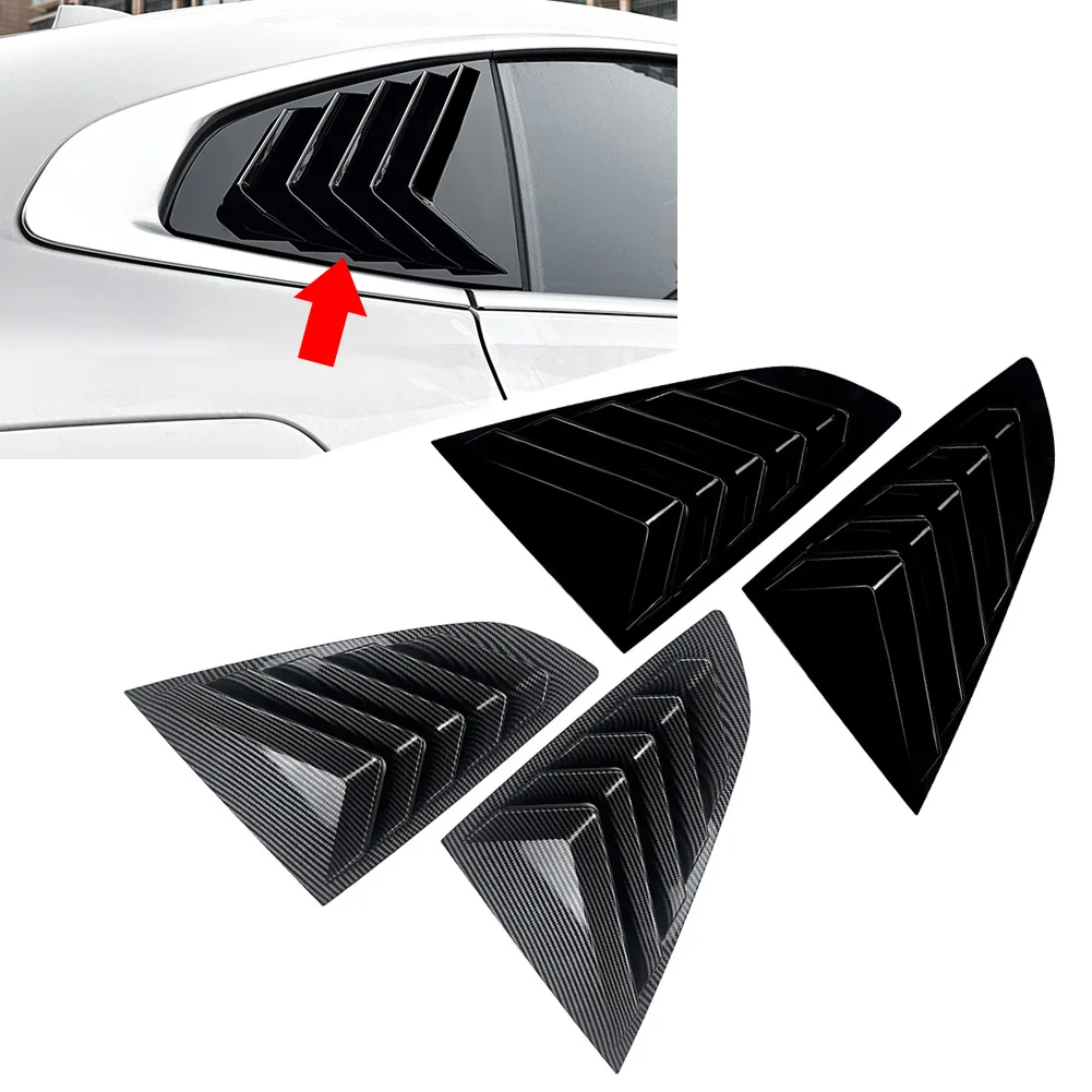 2Pcs Car Rear Side Window Louver Shutter Cover For BMW 2-Sereis F44 2020 2021 2022 2023 ABS Plastic Glossy Black/Carbon Pattern