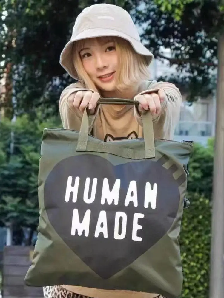 Human Made Japanese Trendy Love Printed Tote Headbag Helmet Bag Single Shoulder Crossbody Bag Office Bag