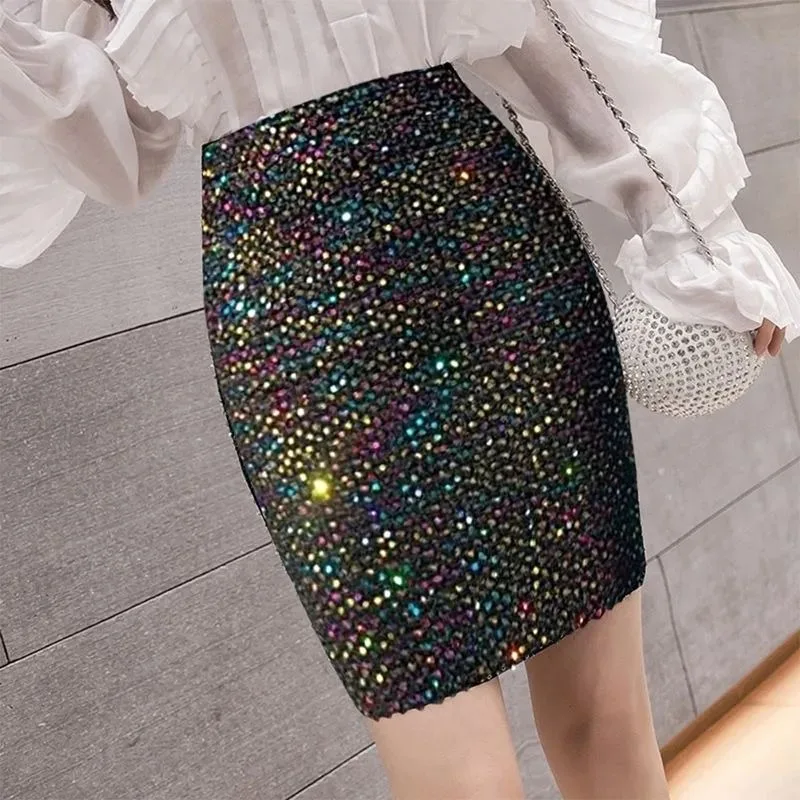 

Ladies Spring Summer New Style High Waist Slimming and Shining Fashion Simplicity Trend Short Bag Elastic Waist A-line Skirt