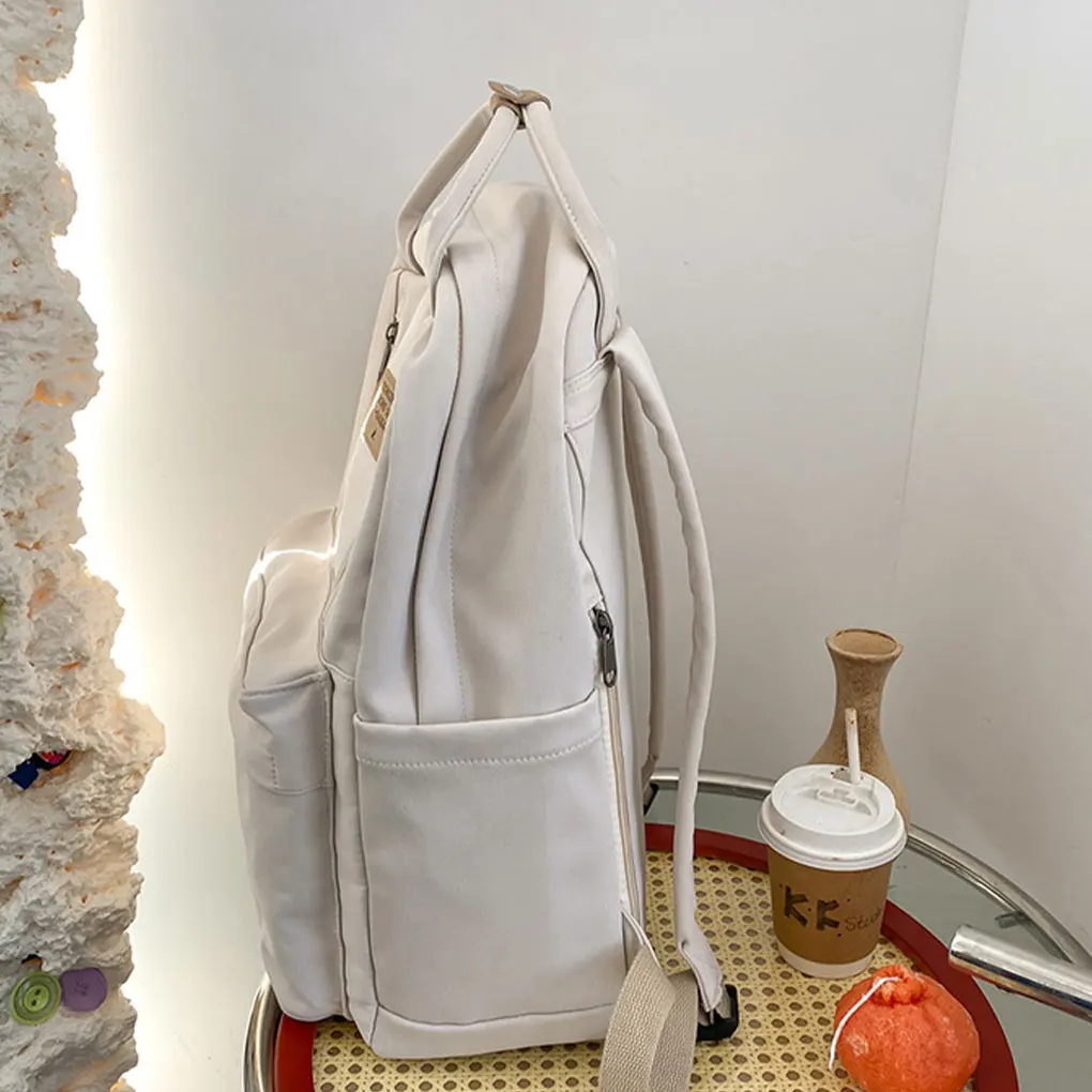 Nylon Fabric Backpack With Multiple Compartments For School And Work Gift Shoulder Bag Schoolbag beige 32*12*42cm