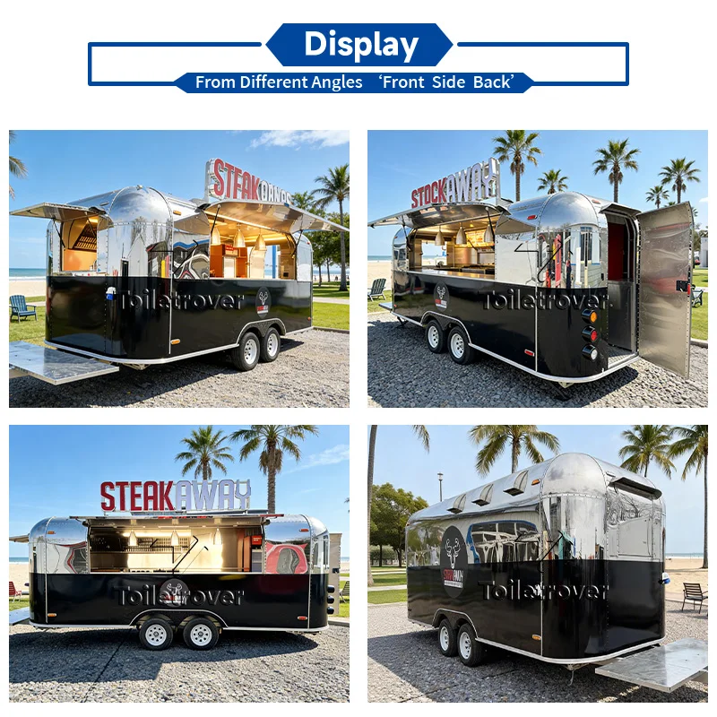 New Design Commercial Food Truck Carts Unique Kebab Food Trailers Fully Equipped Street Mobile Food Truck Trailer for Night Mark