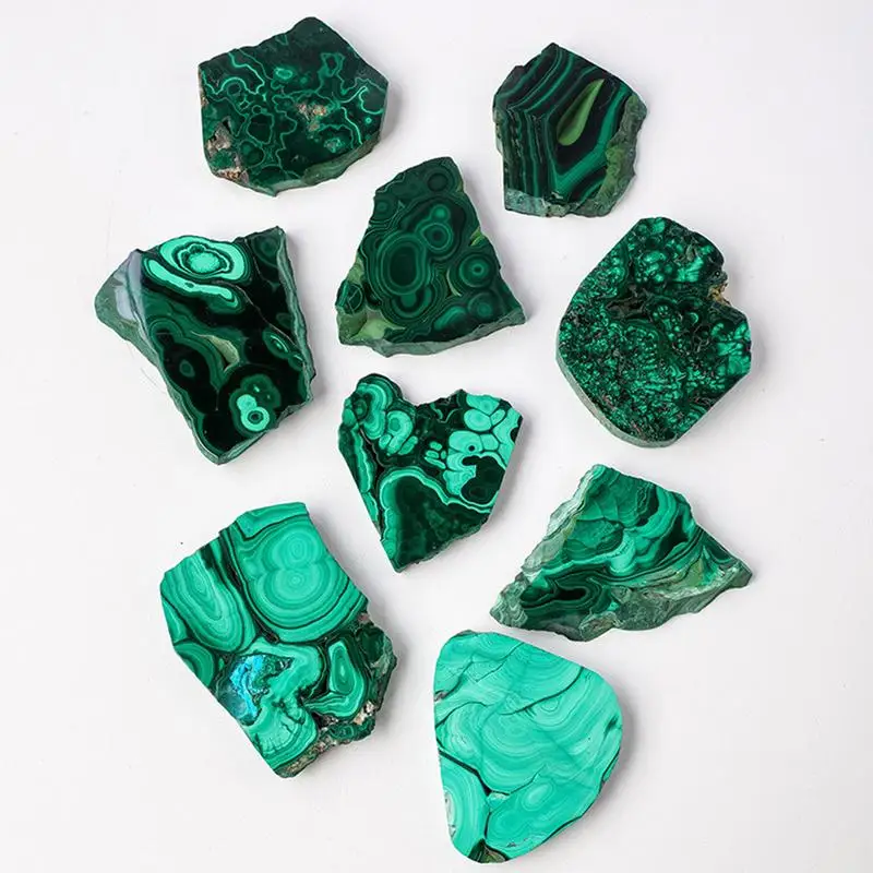 Natural Crystal Malachite Slice Polished Mineral Specimens Rough Stone Slices Quartz and Crystals Repair Crystals for Home decor