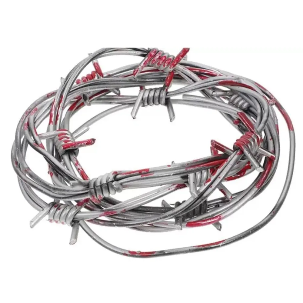 2.5M Halloween Barbed Wire Plastic Simulated Barbed Tape Props DIY Bendable Barb Wire Hanging Decoration Garden Fence