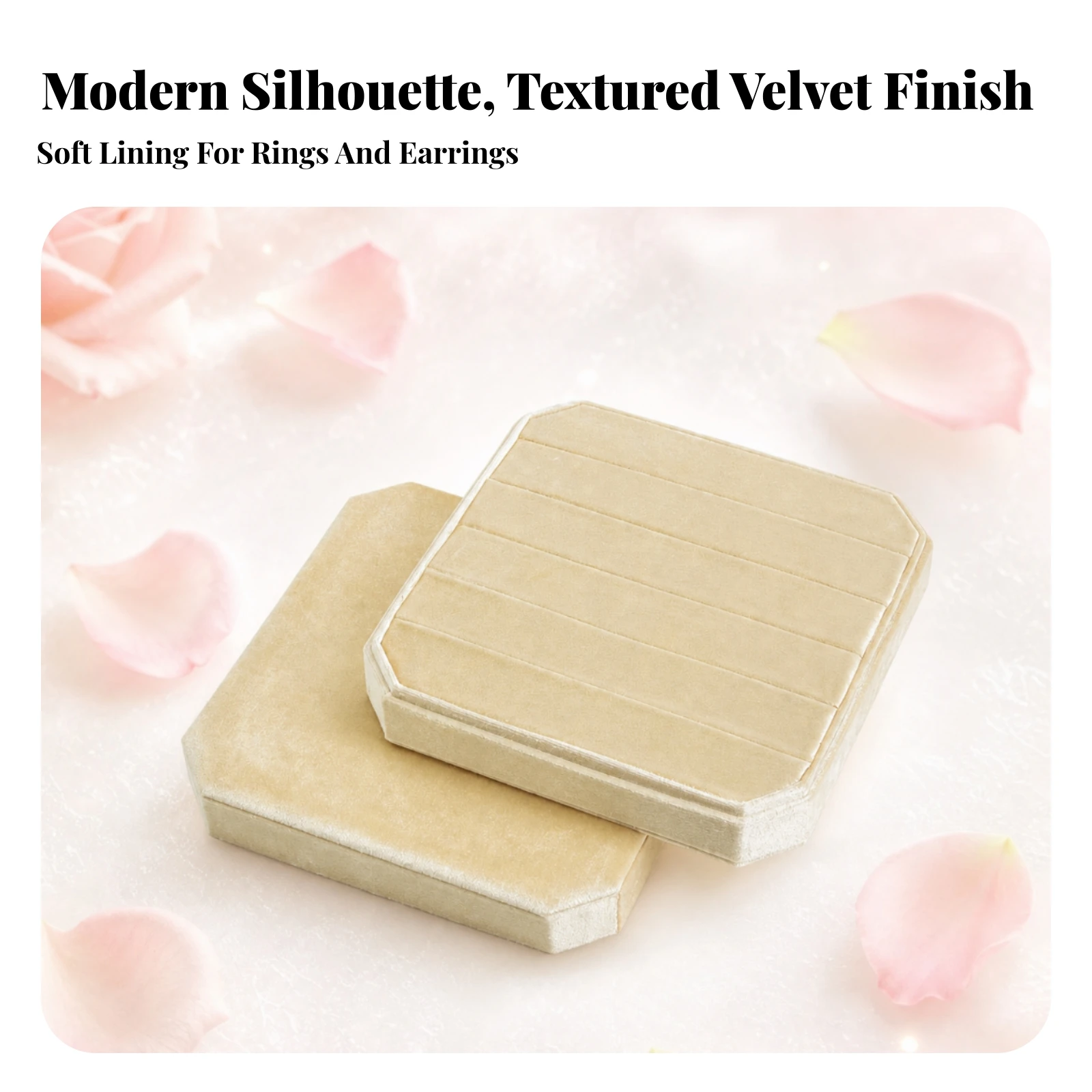 Velvet Jewelry Box Luxurious Jewelry Packaging Box Cushioned Compact for Vanity, Dresser Drawer