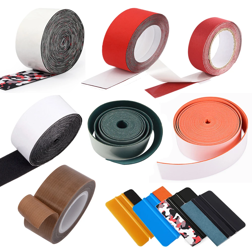 EHDIS Multiple Card Scraper Edge Fabric Felt Soft Suede Felt Cloth for Car Wrap Vinyl Squeegees Hard Card Protective Buffer Tape