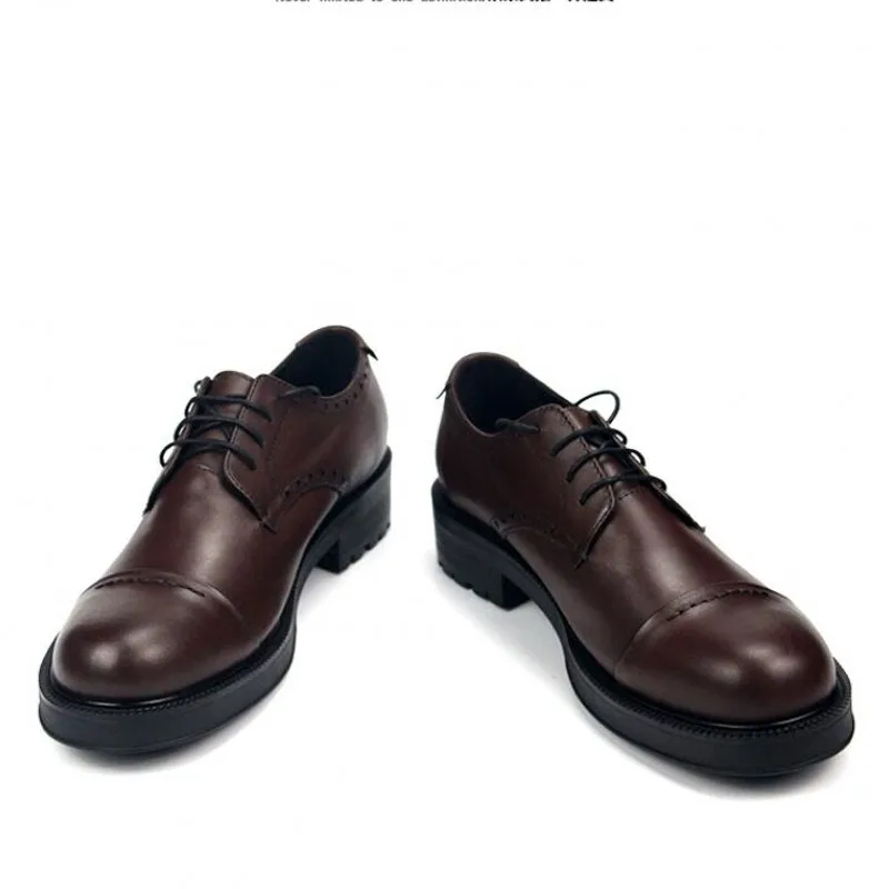 

2023 Spring Derby Shoes for men Fashion Genuine Leather Lace up Thick heel Mens Formal Business Shoes