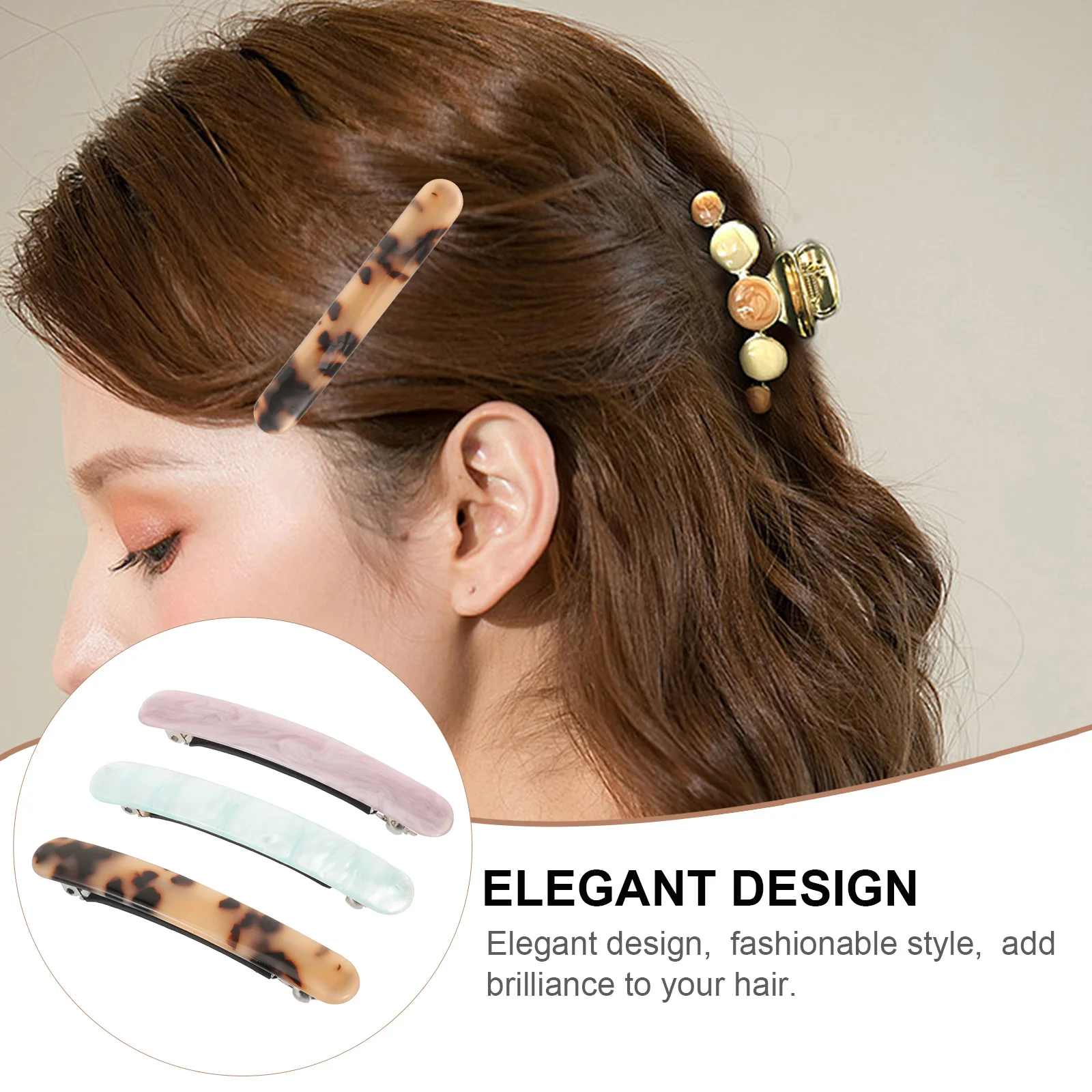 

3Pcs Acetate Hairpin Fashionable Non-Slip Hair Accessories for Women Elegant Design Suitable Any Occasions Tortoiseshell Purple