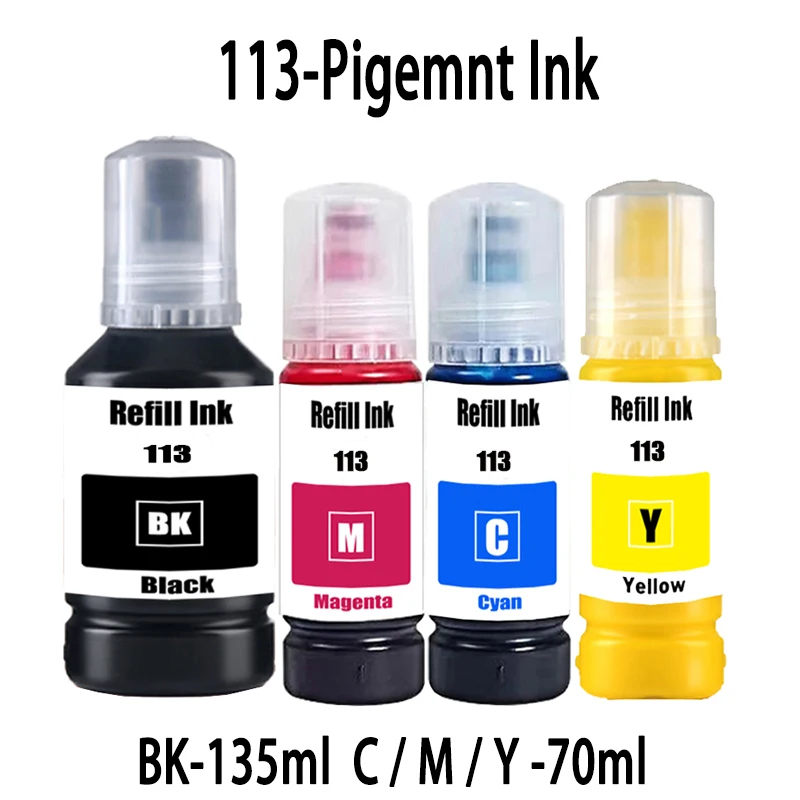 

113 Pigment Ink Compatible with Epson T113 Refill Ink for Epson ET-5850 ET-16600 ET-5150 ET-5170 ET-5150 ET-16650 ET-15000